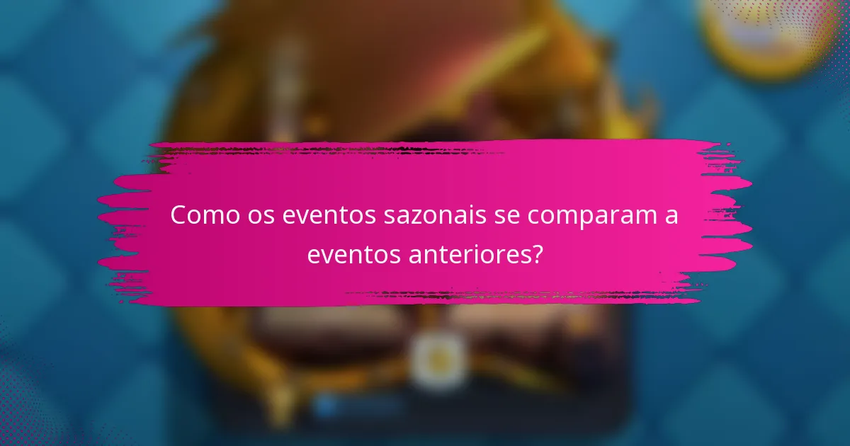 Como os eventos sazonais se comparam a eventos anteriores?